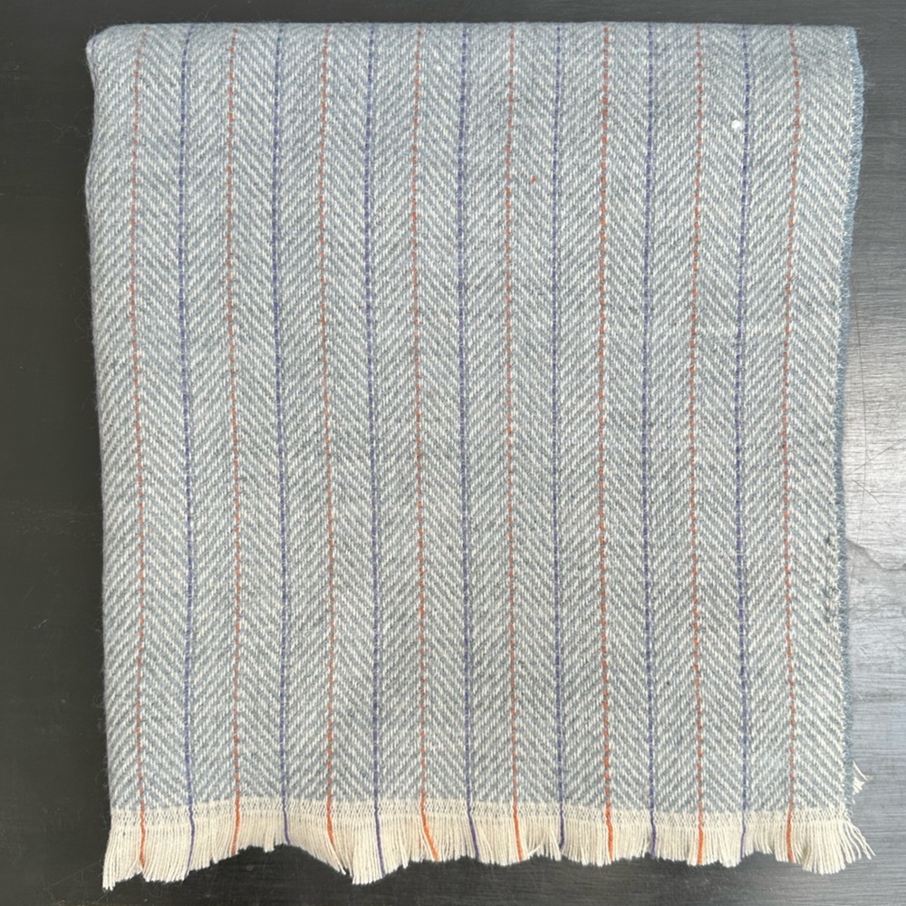 Extra Long Blanket Scarf Herringbone Blue